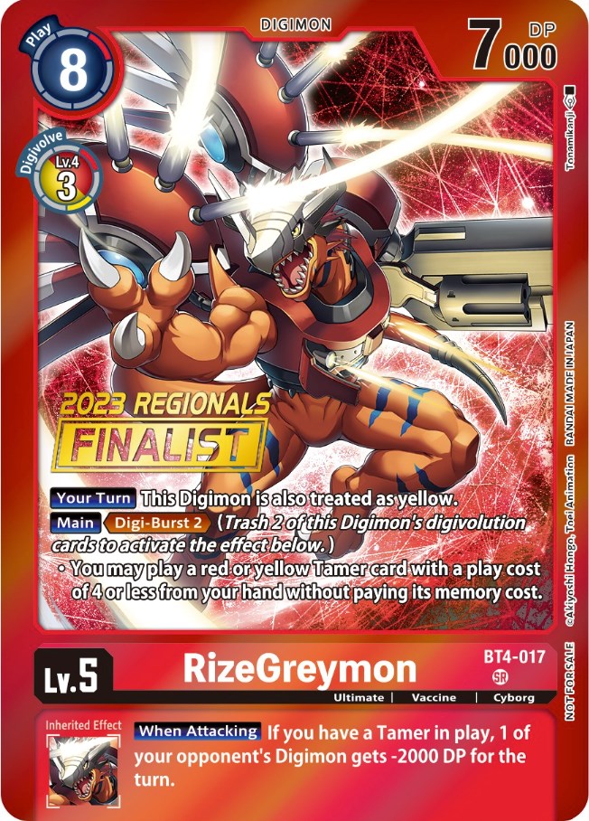 RizeGreymon [BT4-017] (2023 Regionals Finalist) [Great Legend Promos] | Black Swamp Games