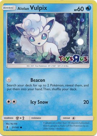 Alolan Vulpix (21/145) (Toys R Us Promo) [Sun & Moon: Guardians Rising] | Black Swamp Games