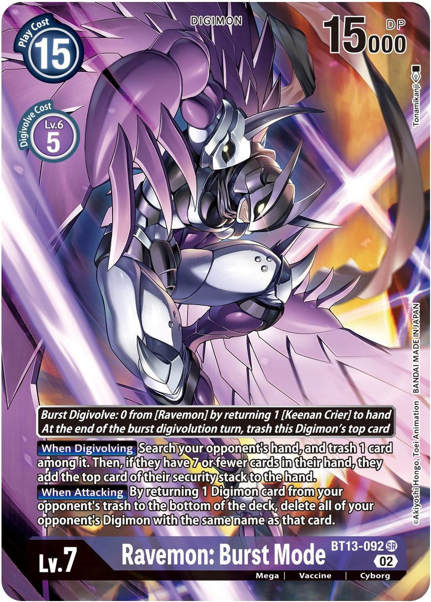 Ravemon: Burst Mode [BT13-092] (Alternate Art) [Versus Royal Knights Booster] | Black Swamp Games