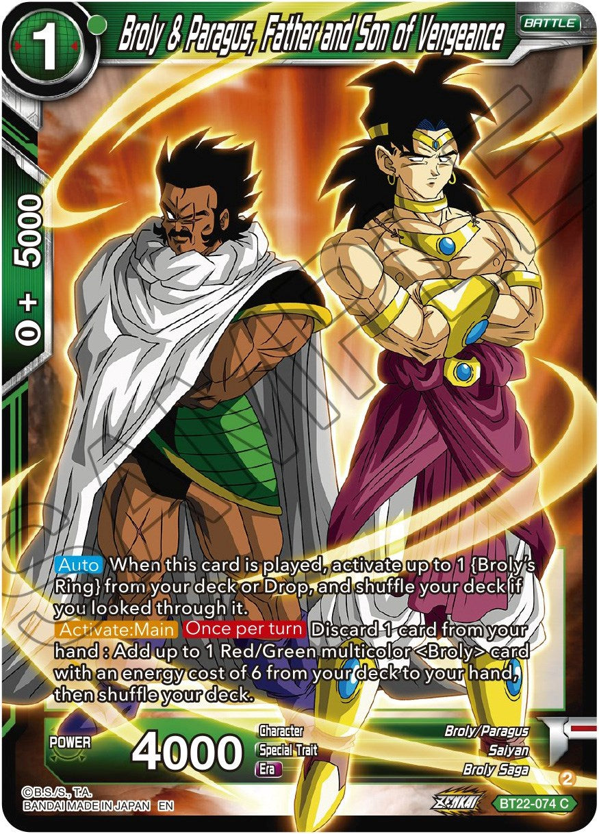 Broly & Paragus, Father and Son of Vengeance (BT22-074) [Critical Blow] | Black Swamp Games