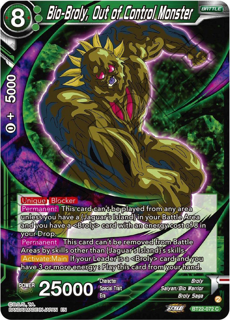 Bio-Broly, Out of Control Monster (BT22-072) [Critical Blow] | Black Swamp Games