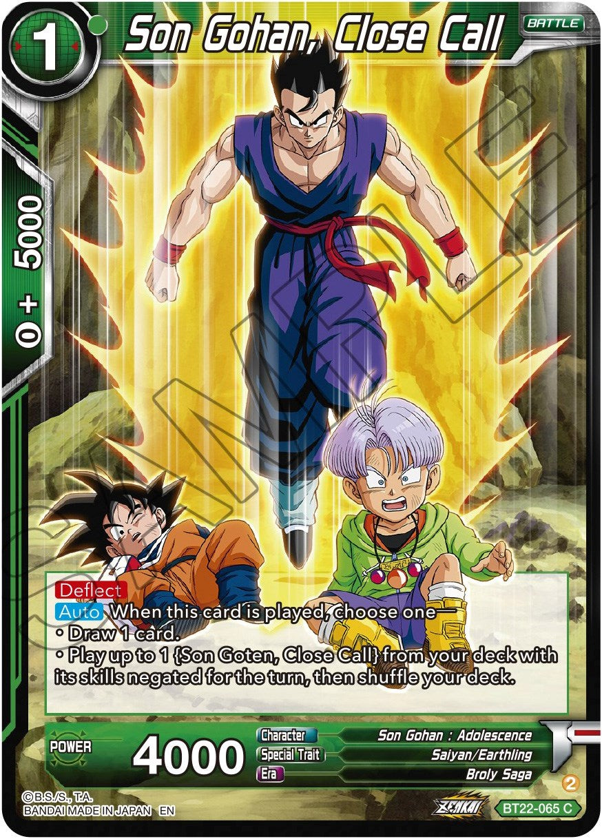 Son Gohan, Close Call (BT22-065) [Critical Blow] | Black Swamp Games