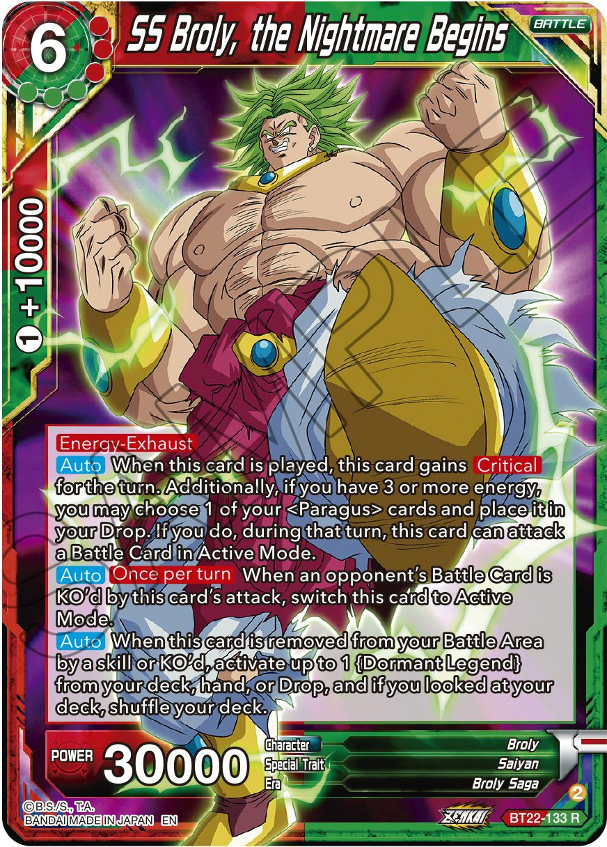 SS Broly, the Nightmare Begins (BT22-133) [Critical Blow] | Black Swamp Games