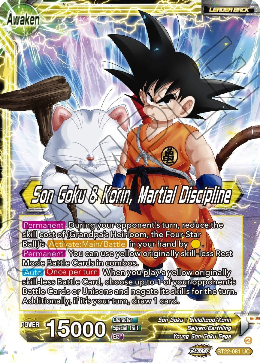 Son Goku // Son Goku & Korin, Martial Discipline (BT22-081) [Critical Blow] | Black Swamp Games