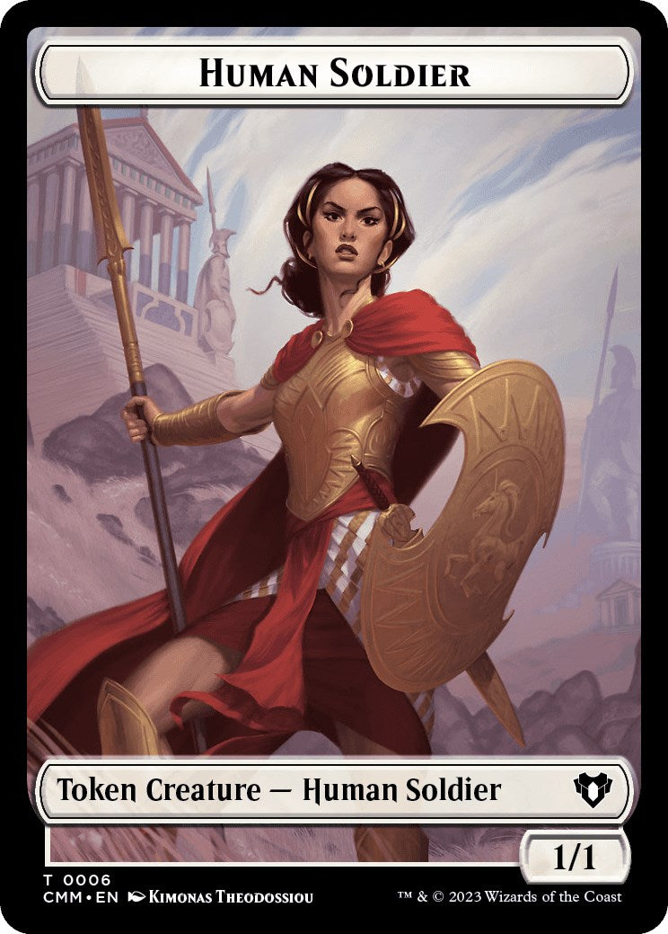 Human Soldier // Dragon (0021) Double-Sided Token [Commander Masters Tokens] | Black Swamp Games