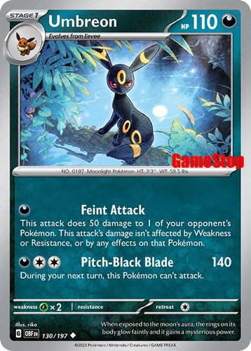 Umbreon (130/197) (GameStop Exclusive) [Scarlet & Violet: Obsidian Flames] | Black Swamp Games