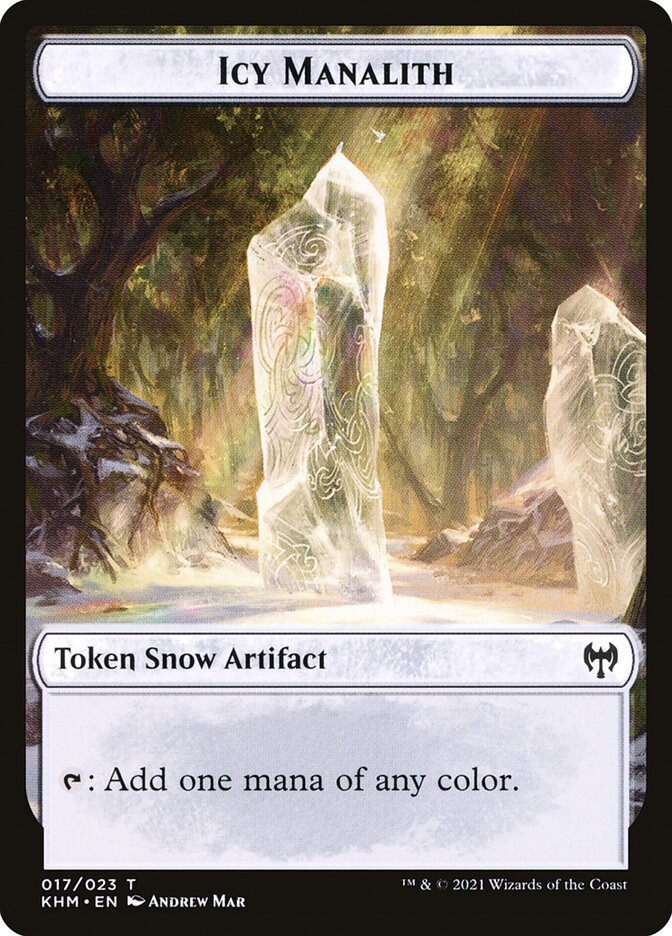 Elf Warrior // Icy Manalith Double-Sided Token [Kaldheim Tokens] | Black Swamp Games