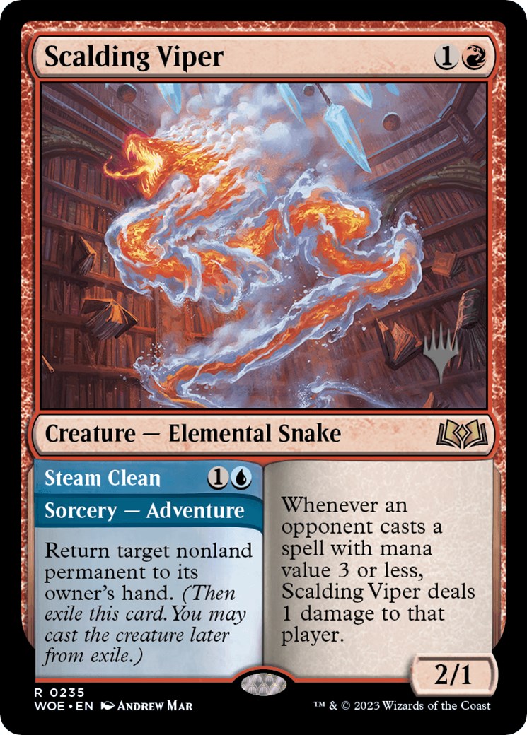 Scalding Viper // Steam Clean (Promo Pack) [Wilds of Eldraine Promos] | Black Swamp Games