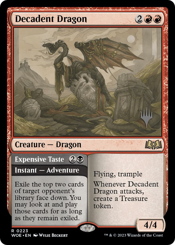 Decadent Dragon // Expensive Taste (Promo Pack) [Wilds of Eldraine Promos] | Black Swamp Games