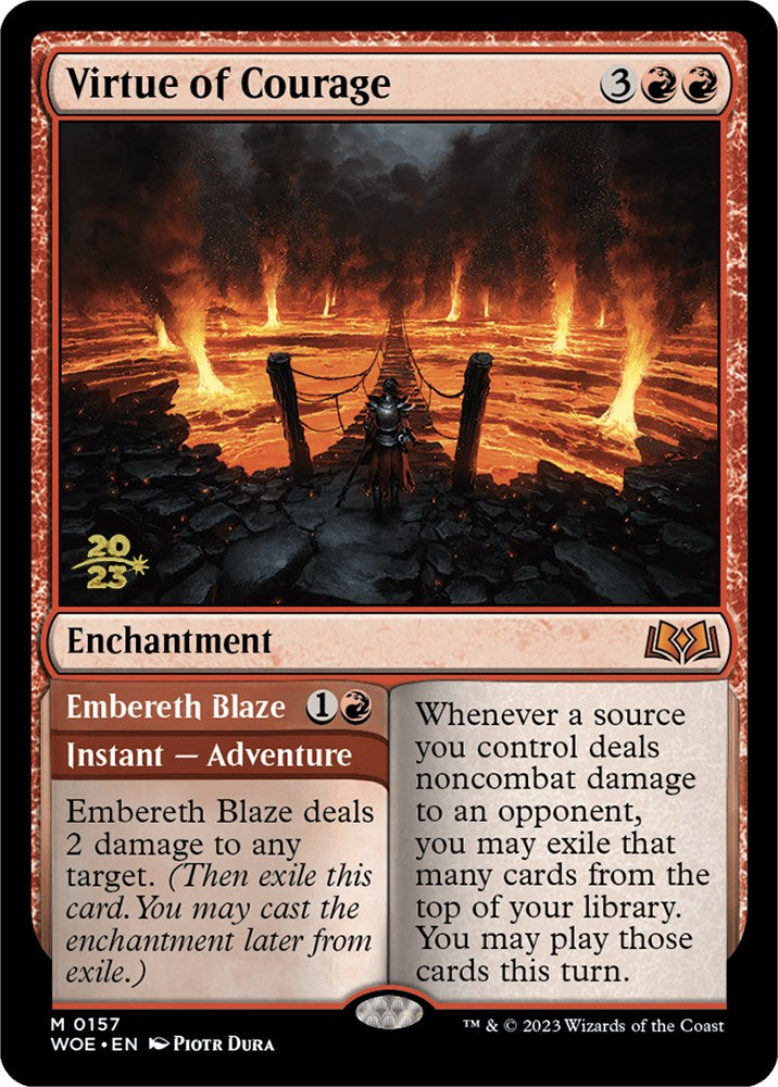Virtue of Courage // Embereth Blaze [Wilds of Eldraine Prerelease Promos] | Black Swamp Games