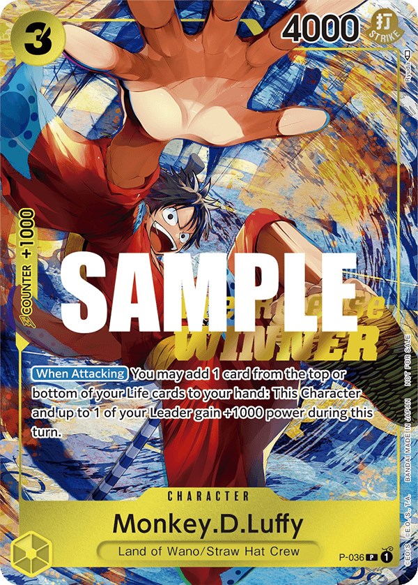 Monkey.D.Luffy (Pre-Release Tournament) [Winner] [One Piece Promotion Cards] | Black Swamp Games