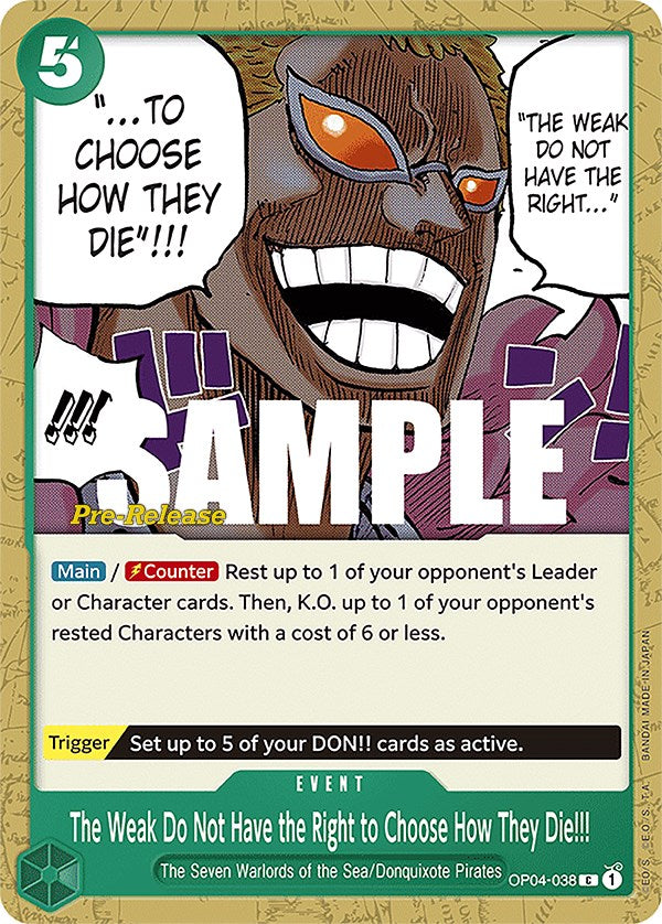 The Weak Do Not Have the Right to Choose How They Die!!! [Kingdoms of Intrigue Pre-Release Cards] | Black Swamp Games