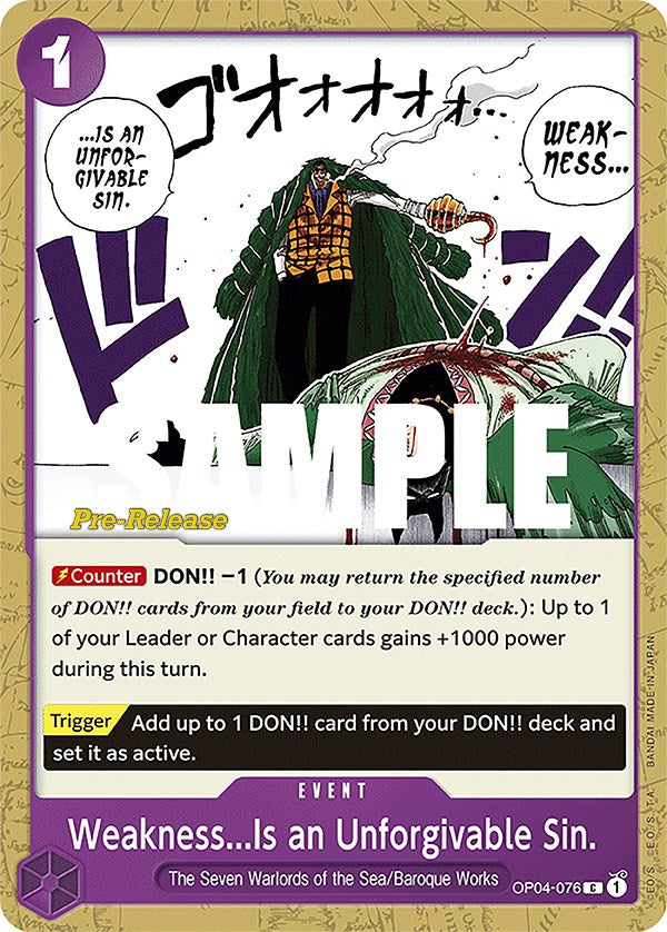 Weakness...Is an Unforgivable Sin. [Kingdoms of Intrigue Pre-Release Cards] | Black Swamp Games