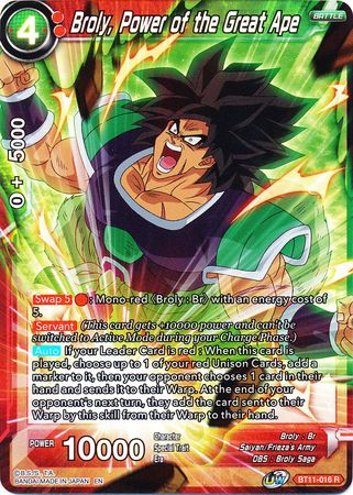 Broly, Power of the Great Ape (BT11-016) [Vermilion Bloodline 2nd Edition] | Black Swamp Games