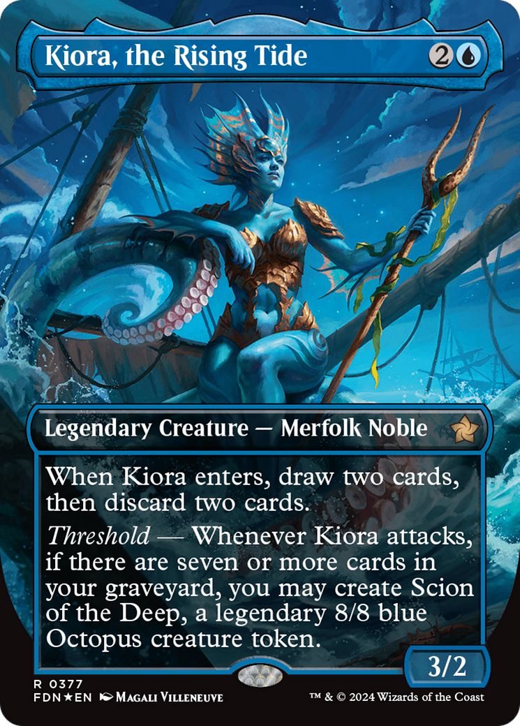 Kiora, the Rising Tide (Borderless) (Mana Foil) [Foundations] | Black Swamp Games