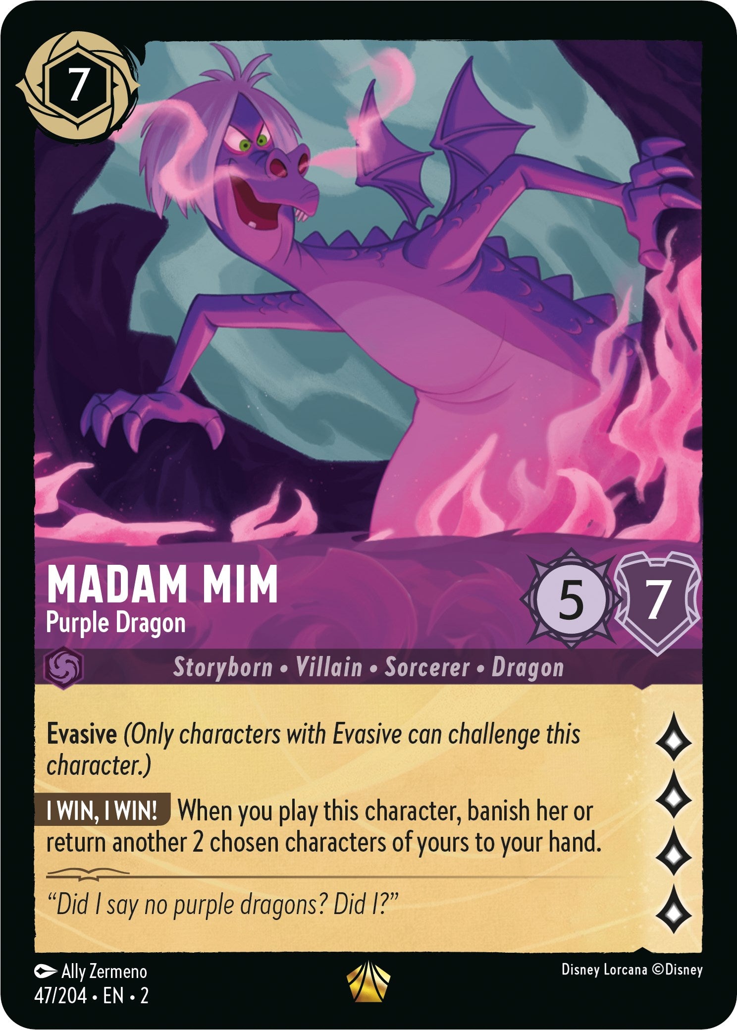 Madam Mim - Purple Dragon (47/204) [Rise of the Floodborn] | Black Swamp Games