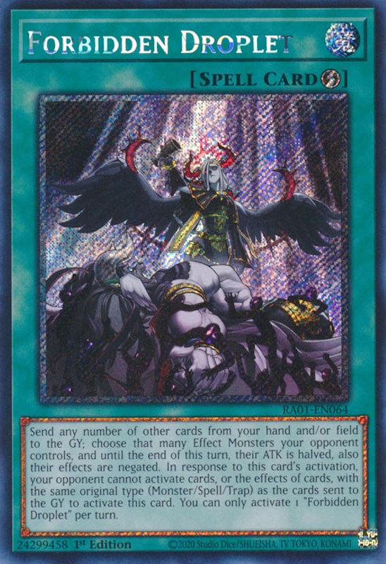 Forbidden Droplet [RA01-EN064] Platinum Secret Rare | Black Swamp Games