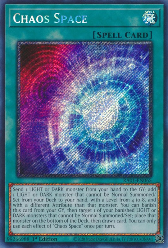 Chaos Space [RA01-EN065] Platinum Secret Rare | Black Swamp Games