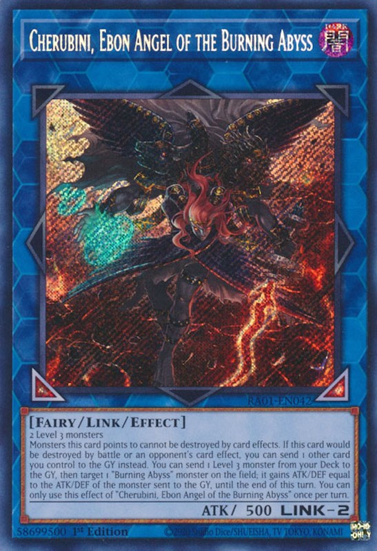 Cherubini, Ebon Angel of the Burning Abyss [RA01-EN042] Secret Rare | Black Swamp Games