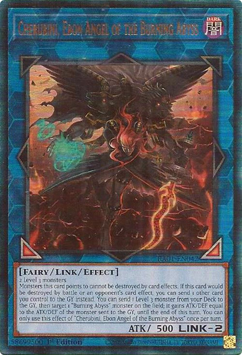 Cherubini, Ebon Angel of the Burning Abyss [RA01-EN042] Prismatic Ultimate Rare | Black Swamp Games