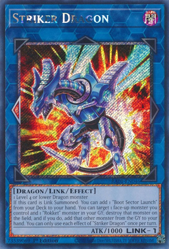 Striker Dragon [RA01-EN046] Platinum Secret Rare | Black Swamp Games