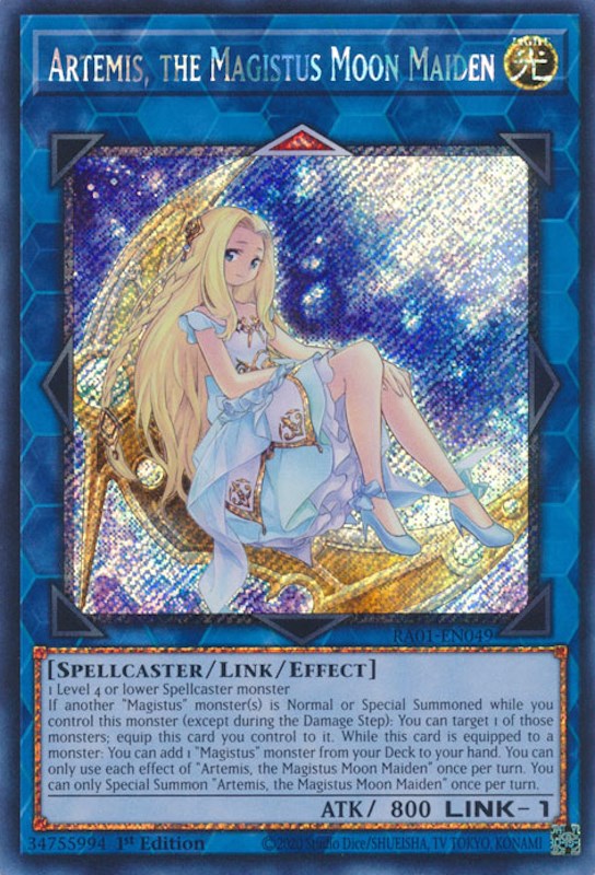 Artemis, the Magistus Moon Maiden [RA01-EN049] Platinum Secret Rare | Black Swamp Games