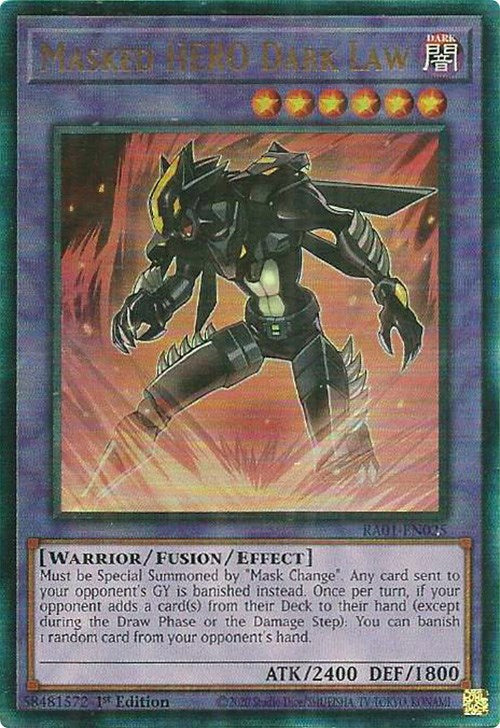 Masked HERO Dark Law [RA01-EN025] Prismatic Ultimate Rare | Black Swamp Games