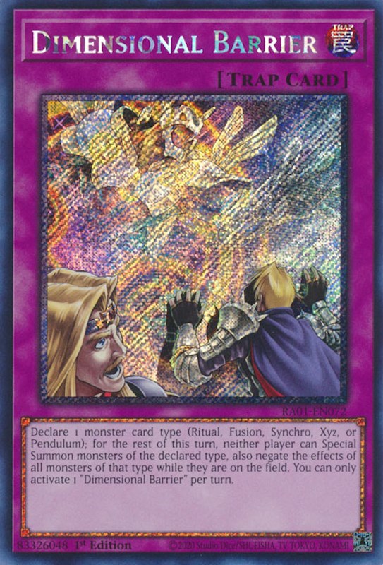 Dimensional Barrier [RA01-EN072] Platinum Secret Rare | Black Swamp Games