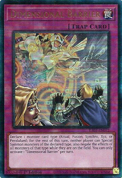 Dimensional Barrier [RA01-EN072] Prismatic Ultimate Rare | Black Swamp Games