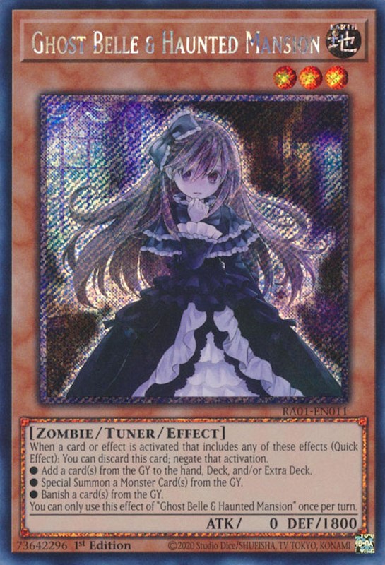 Ghost Belle & Haunted Mansion [RA01-EN011] Platinum Secret Rare | Black Swamp Games