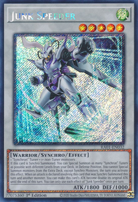 Junk Speeder [RA01-EN032] Platinum Secret Rare | Black Swamp Games