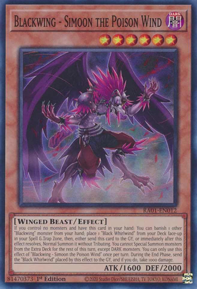 Blackwing - Simoon the Poison Wind [RA01-EN012] Super Rare | Black Swamp Games