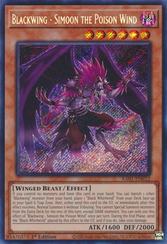 Blackwing - Simoon the Poison Wind [RA01-EN012] Secret Rare | Black Swamp Games