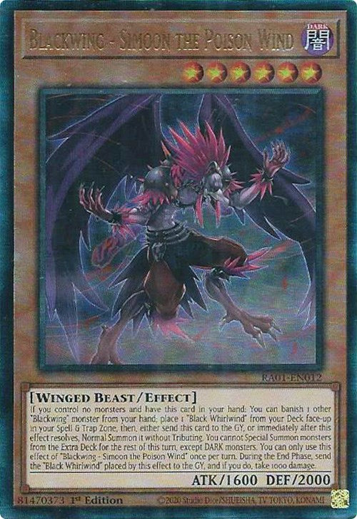 Blackwing - Simoon the Poison Wind [RA01-EN012] Prismatic Ultimate Rare | Black Swamp Games