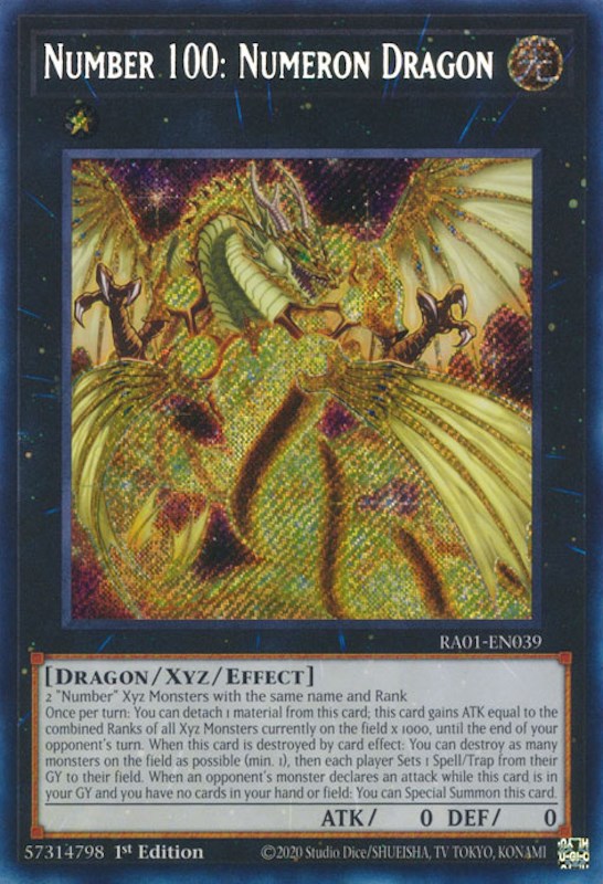 Number 100: Numeron Dragon [RA01-EN039] Secret Rare | Black Swamp Games