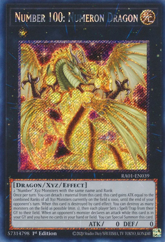 Number 100: Numeron Dragon [RA01-EN039] Platinum Secret Rare | Black Swamp Games