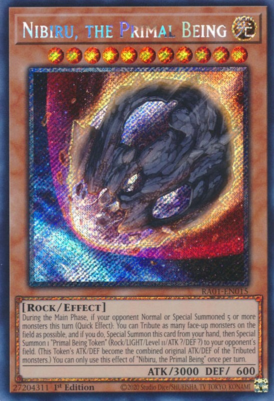 Nibiru, the Primal Being [RA01-EN015] Platinum Secret Rare | Black Swamp Games