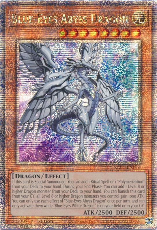 Blue-Eyes Abyss Dragon [RA01-EN016] Quarter Century Secret Rare | Black Swamp Games