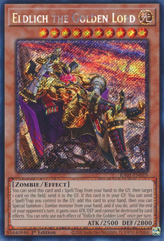 Eldlich the Golden Lord (Alternate Art) [RA01-EN019] Platinum Secret Rare | Black Swamp Games