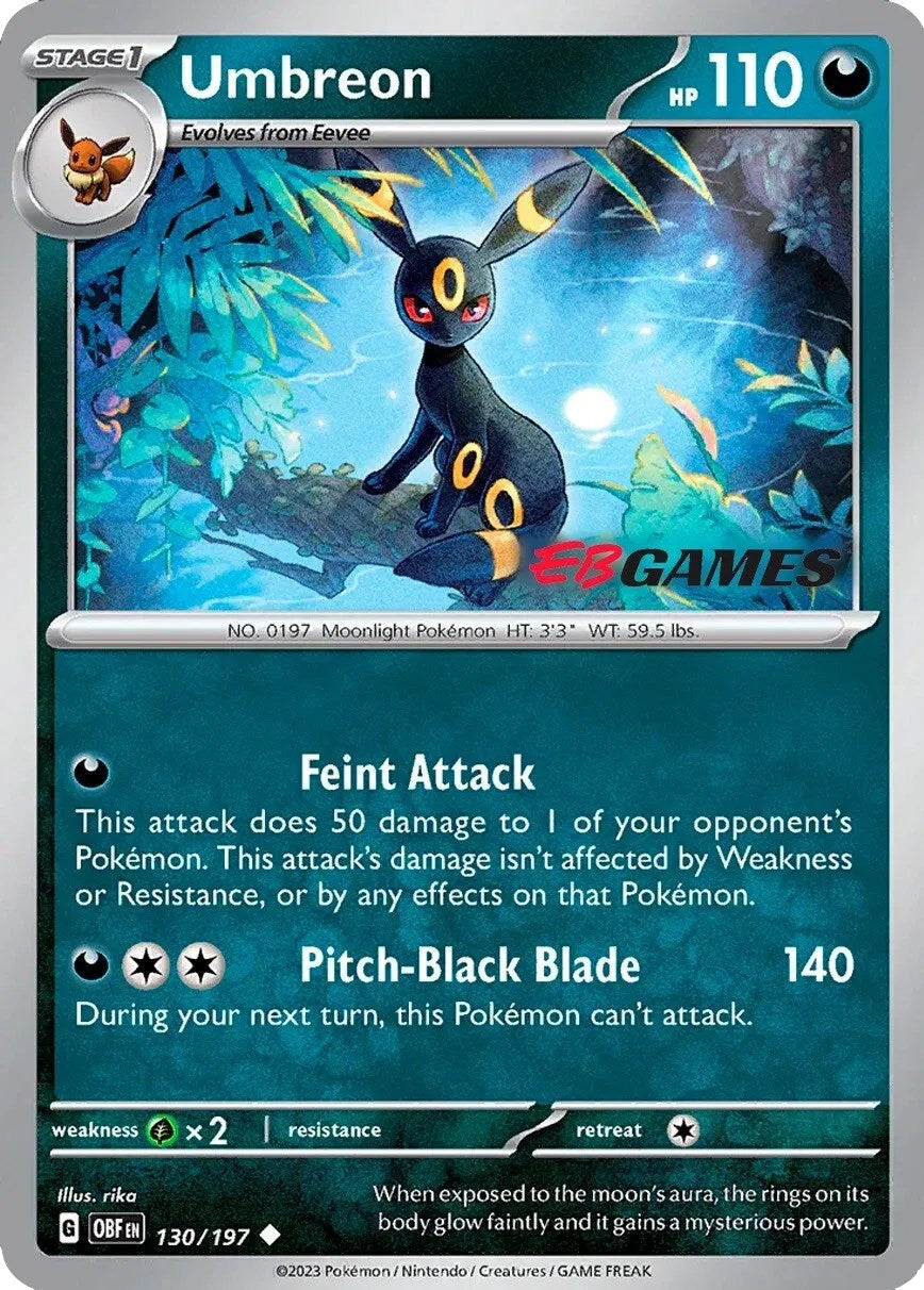 Umbreon (130/197) (EBGames Exclusive) [Scarlet & Violet: Obsidian Flames] | Black Swamp Games