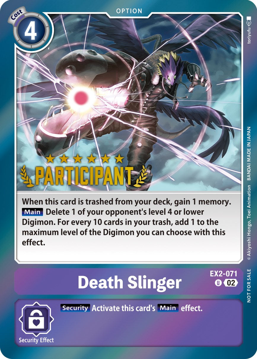 Death Slinger [EX2-071] (Digimon 3-On-3 November 2023 Participation) [Digital Hazard] | Black Swamp Games