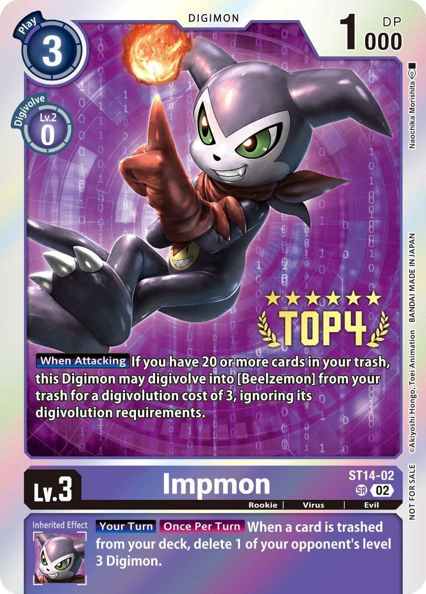 Impmon [ST14-02] (Digimon 3-On-3 November 2023 Top 4) [Starter Deck: Beelzemon Advanced Deck Set] | Black Swamp Games