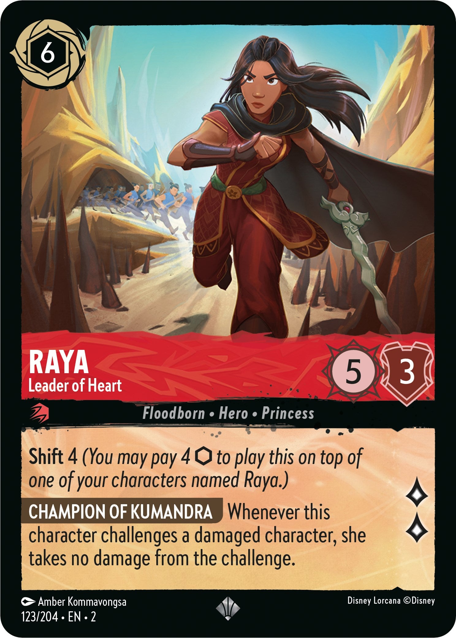 Raya - Leader of Heart (123/204) [Rise of the Floodborn] | Black Swamp Games