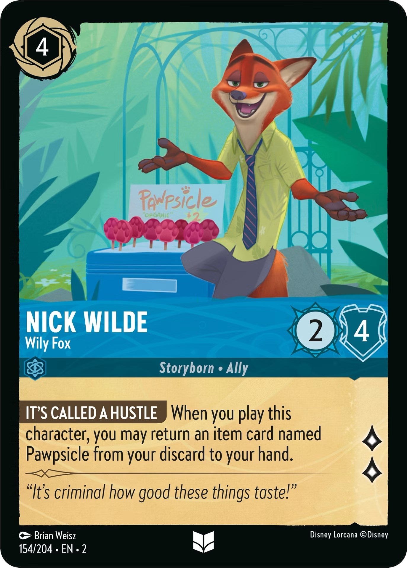 Nick Wilde - Wily Fox (154/204) [Rise of the Floodborn] | Black Swamp Games