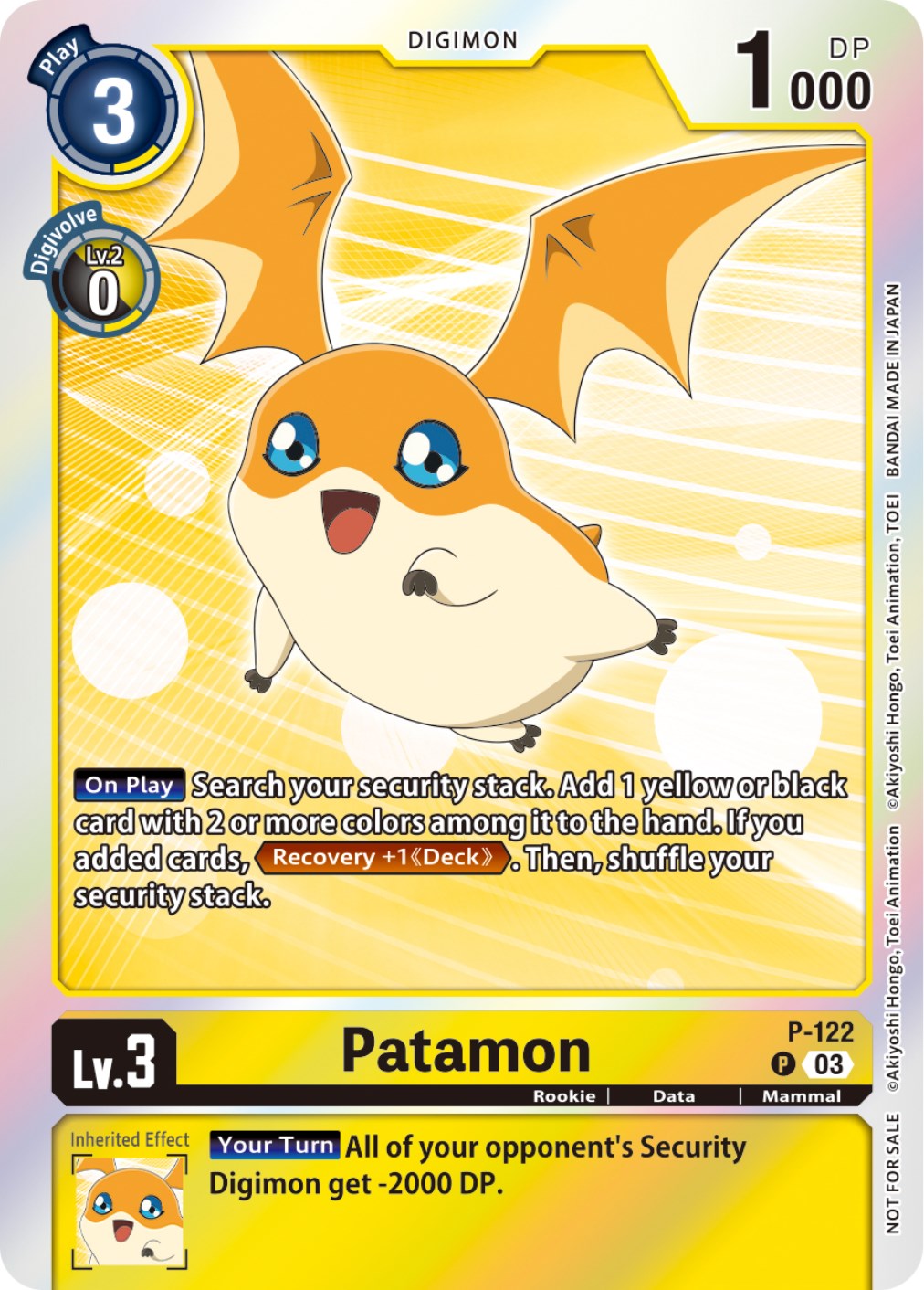 Patamon [P-122] (Tamer Party Pack -The Beginning- Ver. 2.0) [Promotional Cards] | Black Swamp Games