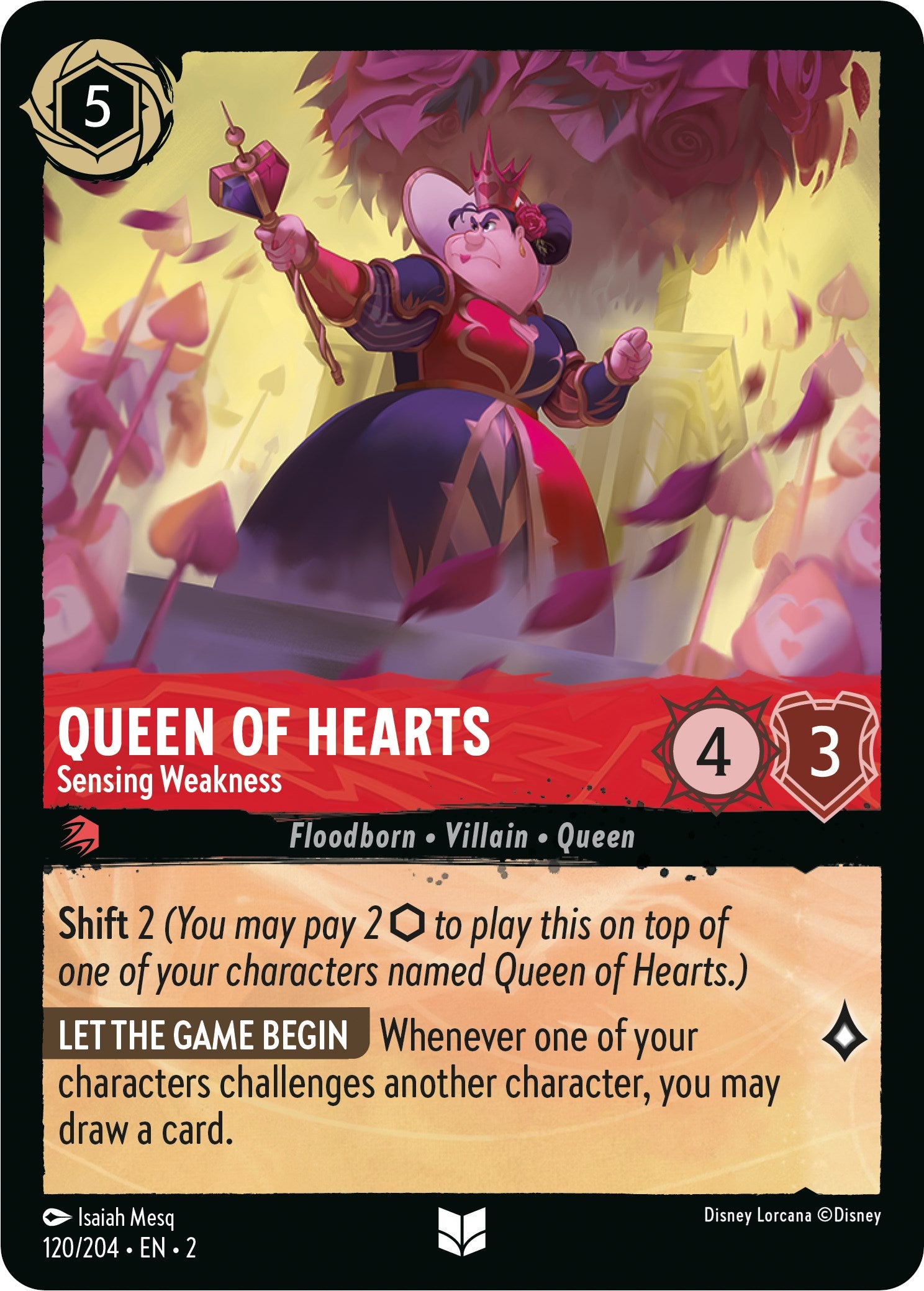 Queen of Hearts - Sensing Weakness (120/204) [Rise of the Floodborn] | Black Swamp Games