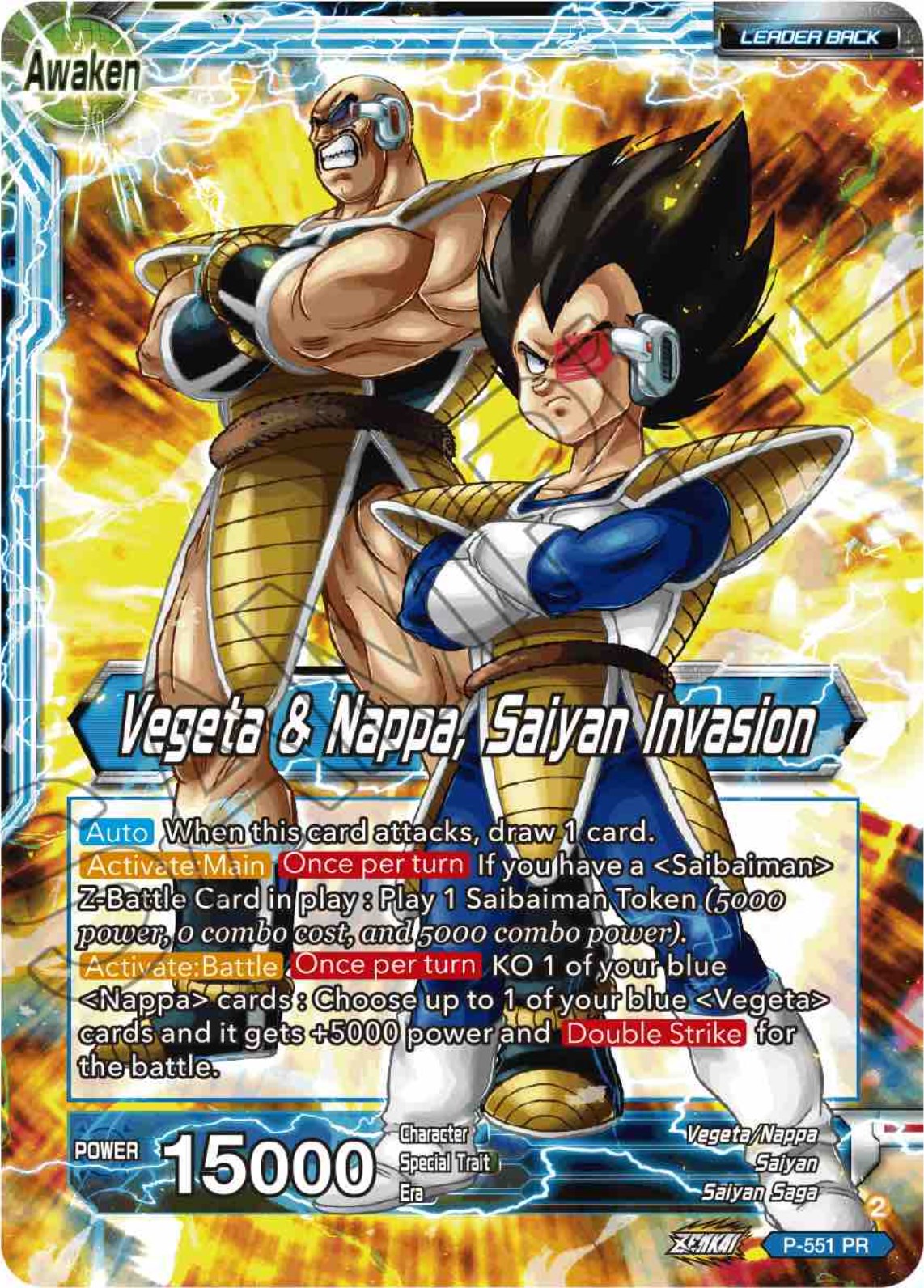 Nappa // Vegeta & Nappa, Saiyan Invasion (P-551) [Promotion Cards] | Black Swamp Games