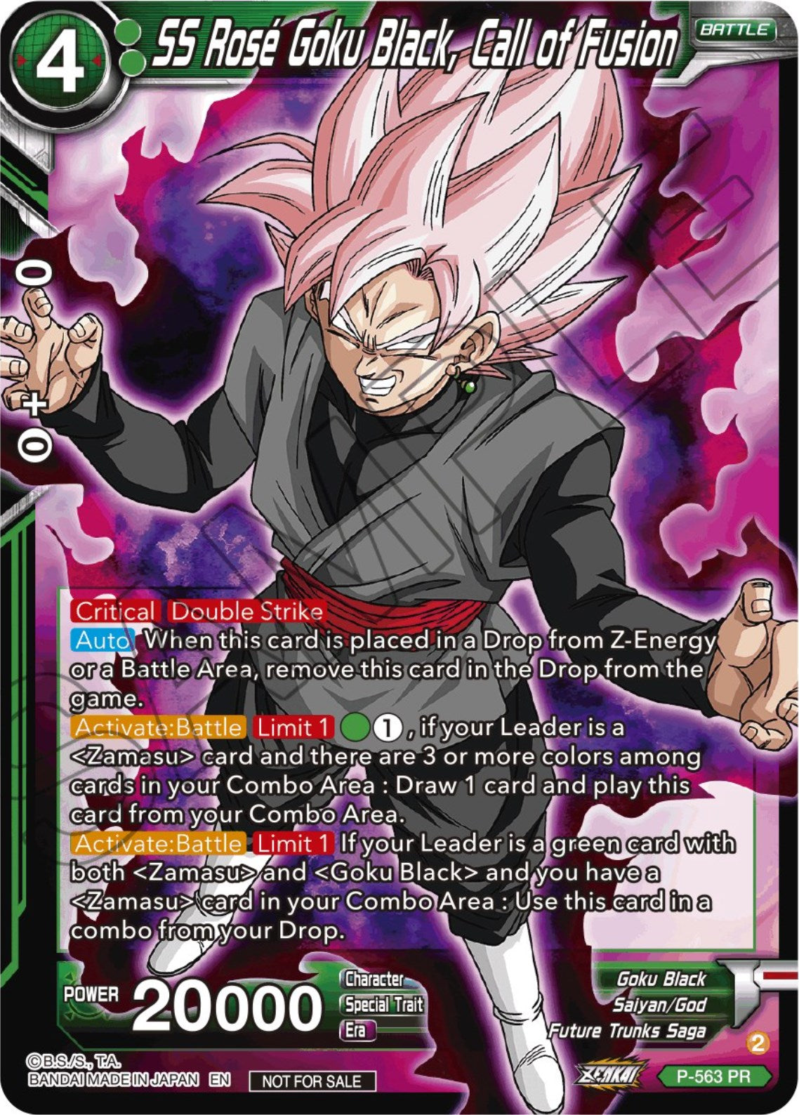 SS Rose Goku Black, Call of Fusion (Zenkai Series Tournament Pack Vol.6) (P-563) [Tournament Promotion Cards] | Black Swamp Games