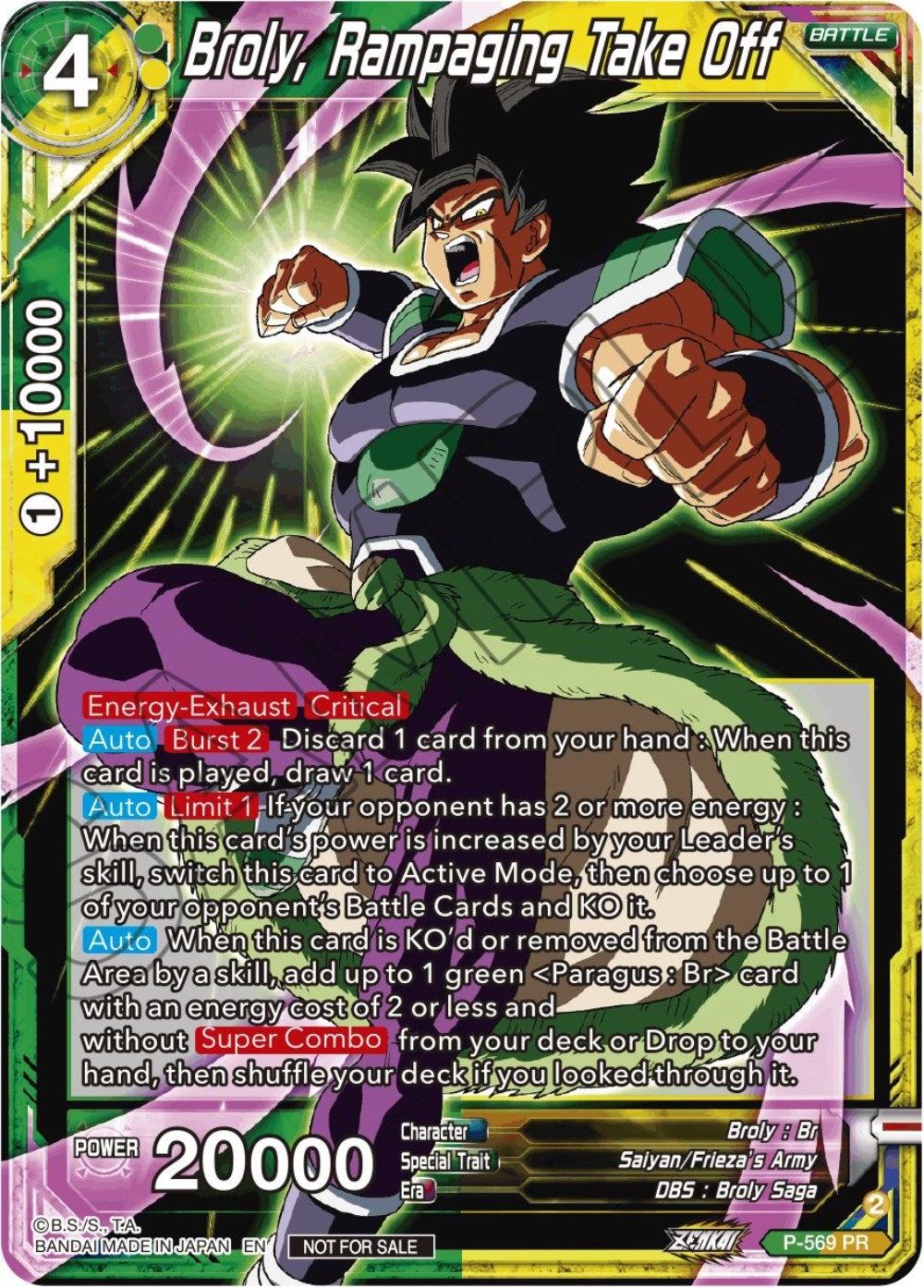 Broly, Rampaging Take Off (Zenkai Series Tournament Pack Vol.6) (P-569) [Tournament Promotion Cards] | Black Swamp Games