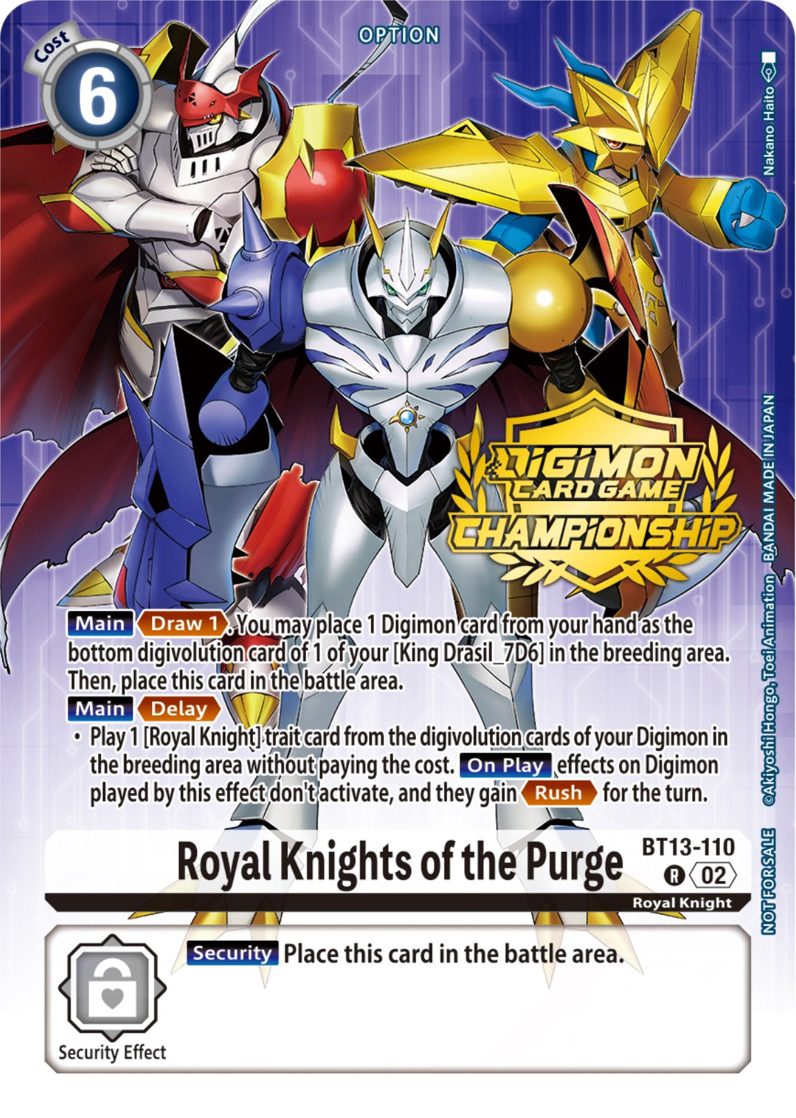 Royal Knights of the Purge [BT13-110] (Championship 2023 Tamers Pack) [Versus Royal Knights Promos] | Black Swamp Games